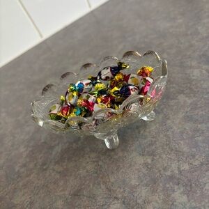 50's Clear Jeannette Glass Candy Dish - Lombardi Glass Trinket Dish - Soap Dish